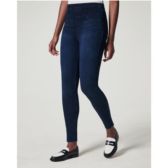 EUC Spanx Women's Blue Jean-ish Ankle Leggings Pull On Stretch Medium - Picture 1 of 12